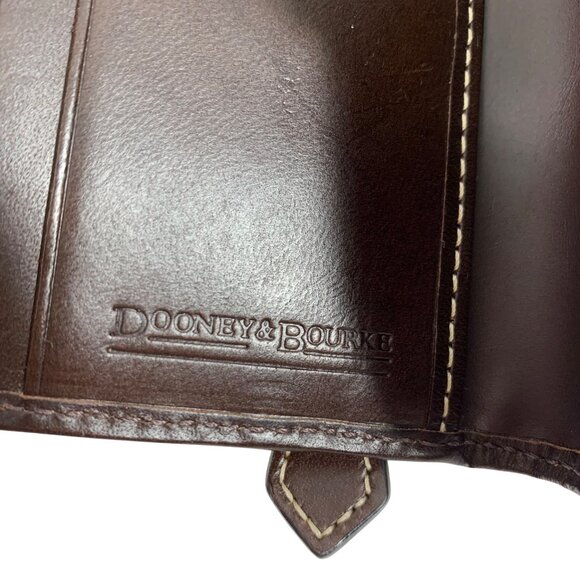 Dooney Bourke Signature Compact Wallet Trifold Brown/Tan Jacquard Leather Trim - Picture 10 of 11